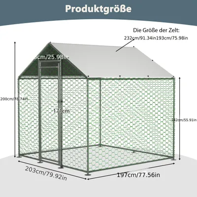 Immagine prodotto di Gabbie per animali - Piccole gabbie - Gabbie per polli - Gabbie per conigli - Gabbie da esterno - Gabbie in metallo - Dimensioni: 2x2x2 metri