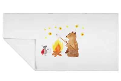 Produktbild von Mr. & Mrs. Panda Frotteehandtuch Bär & Marienkäfer Lagerfeuer - Weiß - Geschenk, Handtuch, Flauschtuch, gesichtstuch, Händehandtuch, 50x100, Teddy