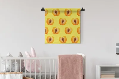 Produktbild von MuchoWow® Wandteppich Wandbehang Pfirsich - Pastell - Muster 60x60 cm Tapisserie Dekoration Wandtuch - Dekorationen - Wand Decke