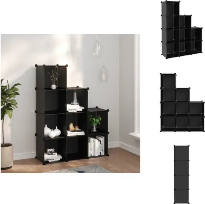 Image de vidaXL Système d'étagères avec 9 cubes noir PP - Étagères à chaussures & Armoires à chaussures