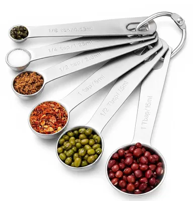 Maßlöffel-Set 6-teilig Edelstahl rund 1/8 TL bis 1/2 EL