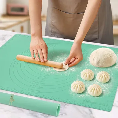 Produktbild von Antihaft-Backmatte aus Silikon, groß (60 x 40 cm), extra dicke Teigmatte mit Messskala, Backmatte für Teig, BPA-freie Silikon-Backmatte, rutschfeste Nudelholzmatte
