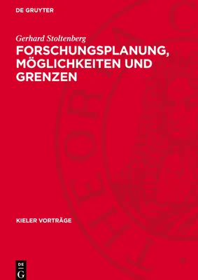Produktbild von Forschungsplanung, Möglichkeiten und Grenzen