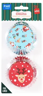 Immagine prodotto di Formine per cupcake con motivo di Babbo Natale e Rudolph, 60 pezzi