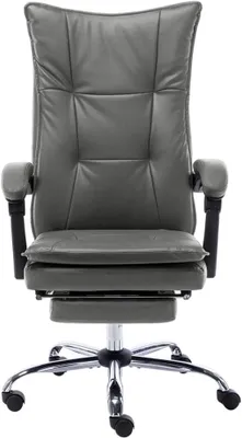 Zdjęcie produktu dla Krzesło biurowe z podnóżkiem, kolor antracyt, sztuczna skóra | Ergonomiczne, wysokie oparcie, wyprofilowane podłokietniki, grubo wyściełane siedzisko, regulacja nachylenia od 95 do 150 stopni