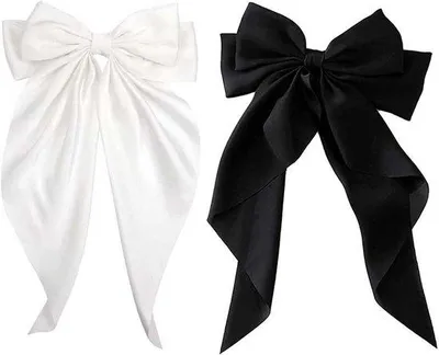 Immagine prodotto di Fermagli per capelli in raso decorativi - Bianco e nero - Per bambine e donne - Ricorrenze, feste, spettacoli, Natale