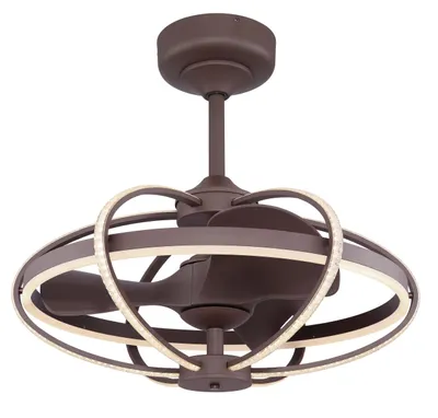 Produktbild von Globo Lighting Ventilator Metall dunkel dunkel, kaffeefarben, Kunststoff opal, Kunststoffkristalle klar, dimmbar, Farben fixierbar, Memoryfunktion, Nachtlicht, Timer, Fernbedienung, Batterie inkludiert 2x AAA, max. Motorleistung 32W, optimale Raumnutzung 15m², Geschwindigkeitsstufen 180/240/300 RPM, ø: 640mm, H: 580mm, inkl. LED 50W 230V, 500-5000lm Source, 325-3250lm Output, CCT 3000-6000K
