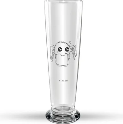 Produktbild von Mr. & Mrs. Panda Bierglas Spinne Agathe Sandwich - Transparent - Geschenk, Bier Glas, Trinkglas, Hungrig, Alles Wird gut, Glasbierglas, Hunger, Bierbecher, Glasbecher