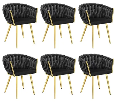 Obrázek produktu pro tectake® Set jídelní židle Astano čalouněná, se sametovým potahem, pletený vzor 60,5 x 55 x 75 cm