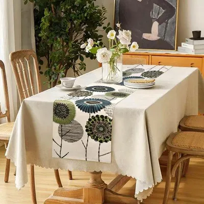 Immagine prodotto di Runner da tavola in lino grande, runner da tavola in lino per il tavolo da pranzo, runner da tavola in lino per le feste, 33 x 183 cm