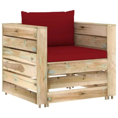 Immagine prodotto di set da giardino 2 pezzi con cuscini Verde Legno impregnato