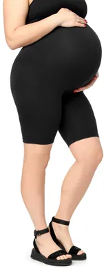 Produktbild von Merry Style Große Größen Damen Kurze Umstandsleggings Schwangerschaftsleggings aus Baumwolle MS10-465 (Schwarz, 3XL)