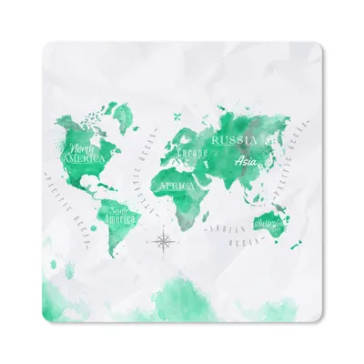 Produktbild von MuchoWow® Mauspad Mousepad Weltkarten - Grün - Farbe 20x20 cm - Mousepads - Maus Mat - Pad - Mausunterlage - Desk Mat - Bureauartikeln