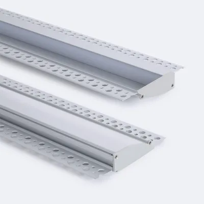 Produktbild von Aluminiumprofil Einbau für Gips/Stuckdecke 2m für LED Streifen bis 12 mm Aluminium 2 m Weiß transluzent