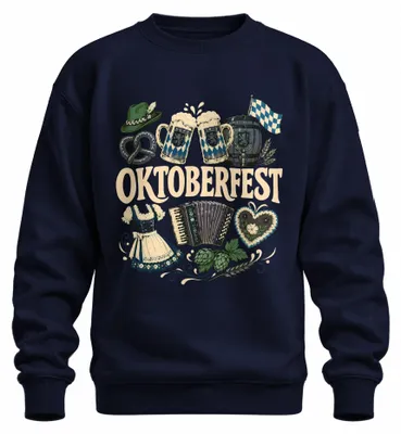 Produktbild von Wiesn Maßkrug Dirndl Trachtenshirt Lederhose Sweatshirt Pullover, Navy, M
