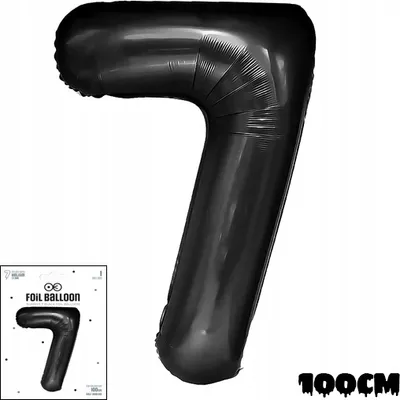 Zdjęcie produktu dla Balon Foliowy Cyfrą Cyferka 7 Czarna Na Impreze Urodzinową Przyjęcie 100Cm