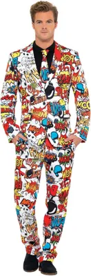 Productafbeelding van Kostuum Stripfiguur - Herenpak Feestkostuum - Carnaval en Feesten - Inclusief Jas Broek en Stropdas - Maat L