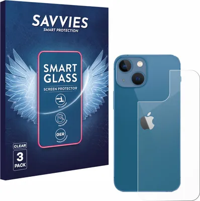 Produktbild von 3x Savvies Schutzglas Folie für Apple iPhone 13 mini (Rückseite) 9H Panzer Schutzfolie Glas Displayschutz klar transparent