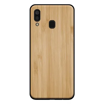 Image de Smartphonica Etui de téléphone pour Samsung Galaxy A30
avec aspect bois - coque arrière en bois artificiel de bambou - Marron