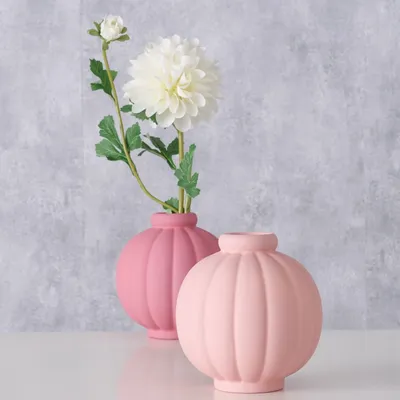 Produktbild von BOLTZE Dekovase 2er Set "Weaky" aus Keramik in dunkel-/hellrosa, Vase Blumenvase