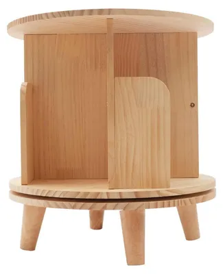 Image de Étagère tournante pour livres, modèle tour, une étagère, en bois, dimensions : 46 x 46 x 41 cm