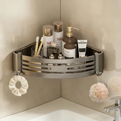 Image de Étagère d'angle pour douche - Étagère de douche en acier inoxydable et étanche - Pour salle de bain et cuisine - 1 pièce