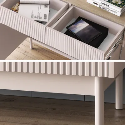 Produktbild von Schlafzimmer-Set in kaschmir mit Eiche, Kleiderschrank & Kommode, 2-teilig - DINAR-131