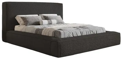 Produktbild von Doppelbett 160 x 200 Karano Bouclé mit Dicker Schaum - Polsterbett 160x200 cm, Bettkasten, Lattenrost - Bouclé Schwarz