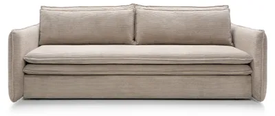 Produktbild von Sofa SCORZA mit Schlaffunktion, Schlafsofa, Wohnzimmersofa, Couch, Soffa, Bettsofa, Velours-Stoff – Beige POSO 03