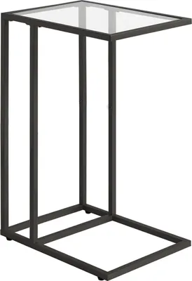 Immagine prodotto di Tavolino Tavolo da divano Tavolo per computer portatile Tavolo in vetro temperato Struttura in metallo nero