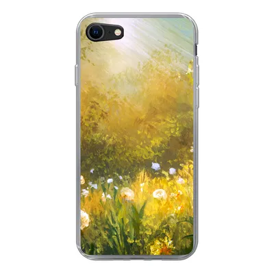 Produktbild von MuchoWow® Handyhülle Schutzhülle Hülle für iPhone SE 2020 Blumen - Sommer - Aquarell Silikon Softcase Handy Hülle - Kartenbesitzer