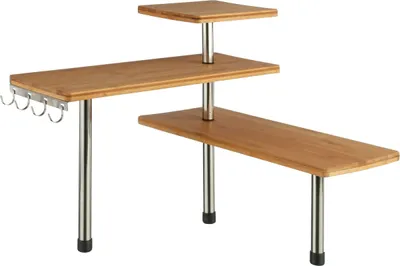 Immagine prodotto di 5Five Simply Smart Küchenregal mit 3 Etagen, Eckregal, Gewürzregal, Bambus, Edelstahl, 38.5 x 45 x 43 cm, 111123