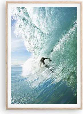Produktbild von Gerahmtes Poster - Rahmen in heller Eiche - Abenteuer surfer welle ozean - 70x100 cm - Wand Bild - Wanddeko - Wandbilder - Wandposter - Bilderrahmen - Bilder - Kunstdruck - Wandbild - P2NPA70x100-2541