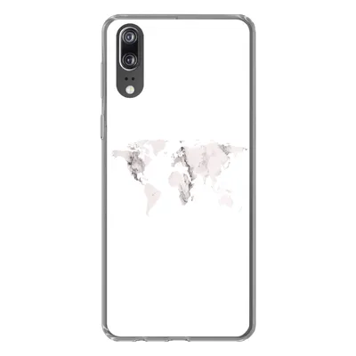Produktbild von MuchoWow® Handyhülle Schutzhülle Hülle für Huawei P20 Weltkarte - Marmor - Weiß Silikon Softcase Handy Hülle - Hardcover