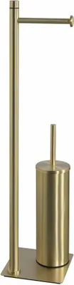 Image de TRILLY Support avec porte-papier toilette et brosse WC, doré mat
