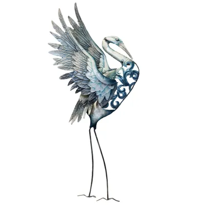 Produktbild von Dekofigur Wanddekoration Kranich - Tier Blech Dekoration Metallfigur Vogel