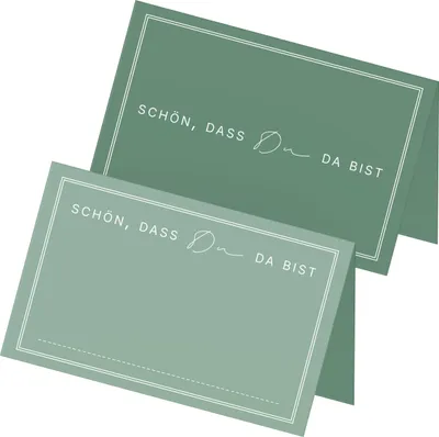 Produktbild von ITENGA 48x Tischkarten Schön dass du da bist V3 salbei grün