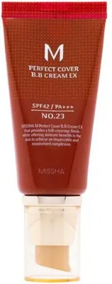 Zdjęcie produktu dla Missha Perfect Cover BB Cream, krem BB, 50 ml, dla kobiet, do każdego typu skóry, wyrównuje nierówności, rozjaśnia, chroni, łagodzi, naturalny beż