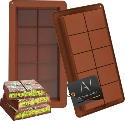 Produktbild von AVANA Schokoladenform aus Silikon (2er Set) Dubai Schokolade Form BPA-frei Antihaftbeschichtung tiefe Schokoladentafel Silikonform