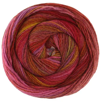 Produktbild von Lana Grossa GOMITOLO INTENSO 200 g Dochtgarn mit unregelmäßigem Ringeleffekt 700 m  Farbe 238 - Pink/Lila/Ocker-/Goldgelb/Erdbeer/Terrakotta