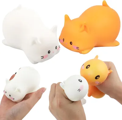 Obrázok produktu pre Hračky na zmiernenie stresu, tvar mačky, mäkké, 2 kusy, 8,5 x 6,5 cm, vhodné pre deti