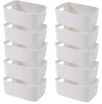 Productafbeelding van Set van 10 plastic opbergboxen met handgrepen, geschikt voor keuken en badkamer