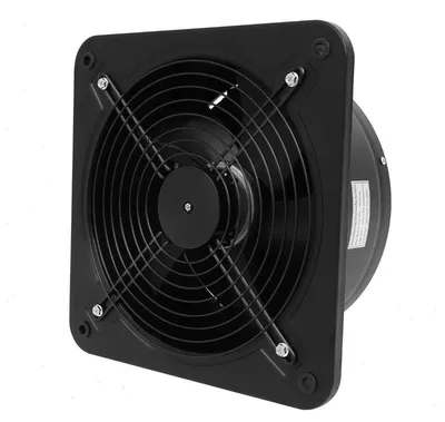 Obrázok produktu pre Odťahový ventilátor – priemyselný kanálový ventilátor – príkon 107 W – 220 V AC – prietok vzduchu 2677 m³/h, 2677 ot./min – motor s guľôčkovými ložiskami – 35×35×13 cm – čierny