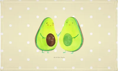 Produktbild von Mr. & Mrs. Panda Handtuch Avocado Pärchen - Gelb Pastell - Geschenk, Babyshower, Avocados, Liebe, gesichtshandtuch, 50x100, kleines, gesichtstuch, Flauschtuch, Familie