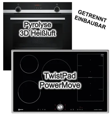 Produktbild von Herdset Siemens Einbaubackofen Dampfunterstützung Pyrolyse Teleskopauszug + Neff Flex-Induktionskochfeld 80cm TwistPad