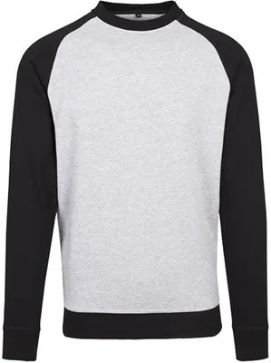 Produktbild von Build Your Brand BY076 | Herren Raglan Crewneck - Farbe: Grey/Black - Größe: S