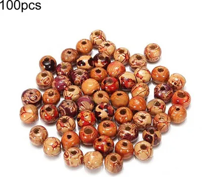 Produktbild von 100 Stück 10 mm gemischte runde Holzperlen zur Schmuckherstellung, lose Spacer-Charms