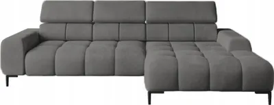 Image de DomoHome Canapé d'angle rembourré en L Côté droit | 177x270 cm | Canapé d'angle avec fonction sommeil Canapé-lit Petite 3 places Appuie-tête réglable Assise réglable | Gris foncé