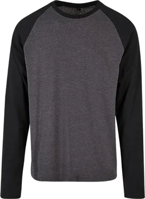 Produktbild von Build Your Brand Basic BB023 | Herren Contrast Raglan Longsleeve Langarmshirt - Farbe: Charcoal/Black - Größe: 3XL