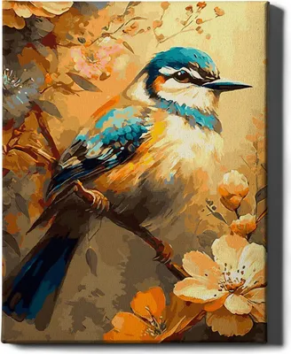 Produktbild von Oh Art! – Malen nach Zahlen Set Vogel – 40x50cm, mit Holzrahmen und Pinseln DIY